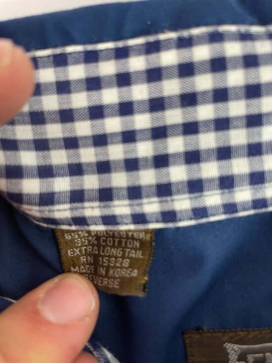 Vintage Fenton Permanent Press Blue Western Pearl Snap Shirt Mens Sz Large - Picture 4 of 12